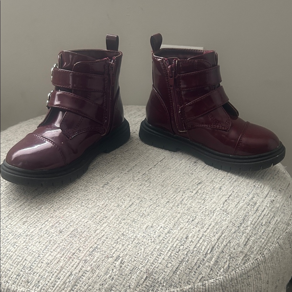 Sugar Kids Glossy Maroon Boots - Picture 2 of 4